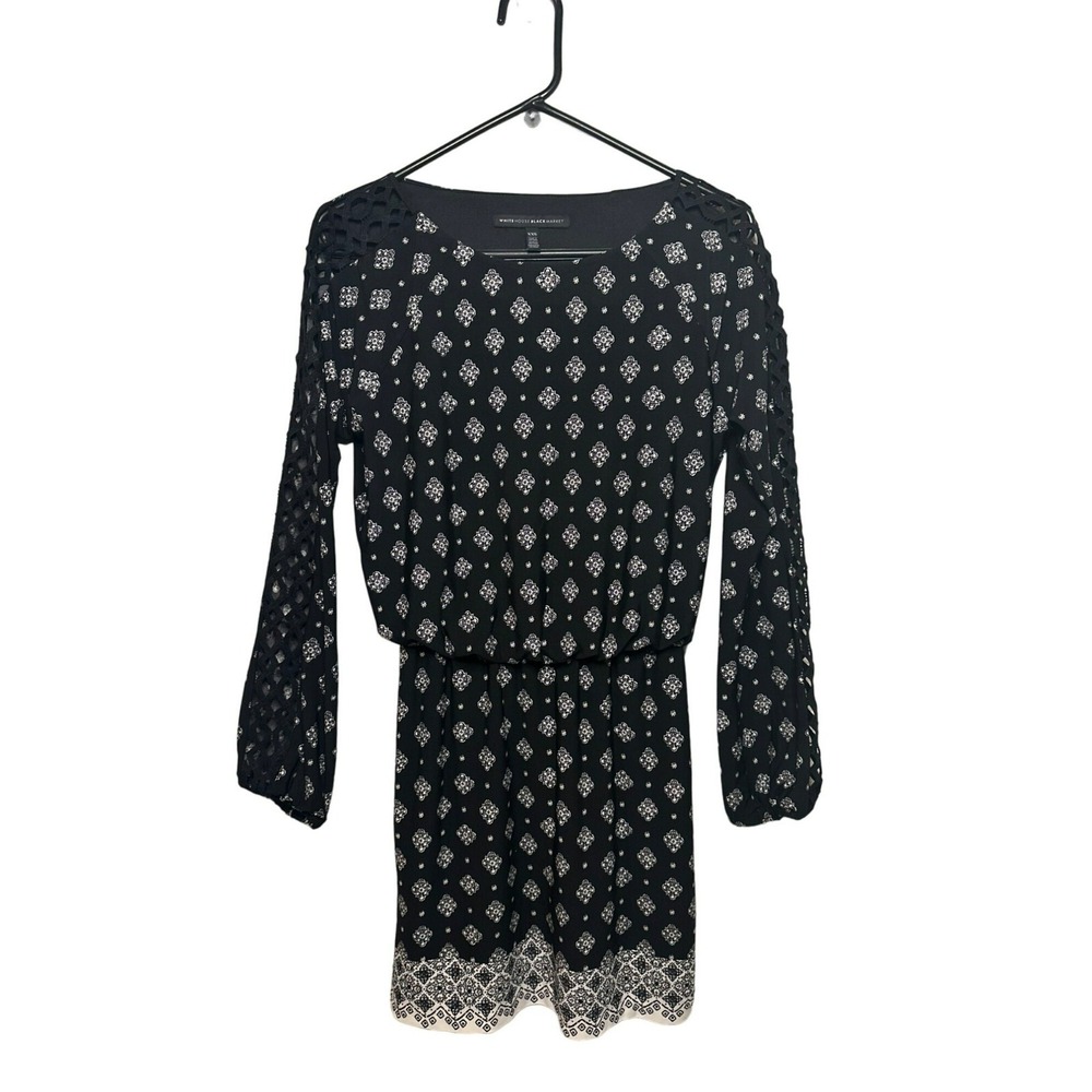 WHBM Geometric Medallion Print Mini Dress Women's XXS 13.5x32.5‎ Elastic Waist